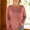 L Love LONG SLEEVES Wine Washed V-Neck Long Sleeve Top