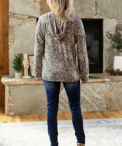 Mittoshop Grey And Taupe Abstract Animal Print Top LONG SLEEVES