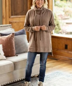 Zenana Mocha Cowl Neck Tunic
