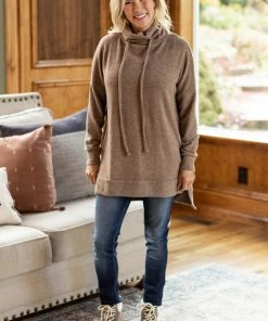 Zenana Mocha Cowl Neck Tunic