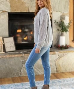 Gilli LONG SLEEVES Grey Waffle Knit Long Sleeve Top With Buttons 11 Gilli LONG SLEEVES Grey Waffle Knit Long Sleeve Top With Buttons