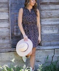 Staccato Black And Cream Ditsy Floral Print Dress