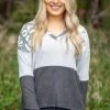 ADORA LONG SLEEVES Grey Animal Print Brushed Knit Hoodie
