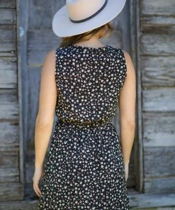 Staccato Black And Cream Ditsy Floral Print Dress