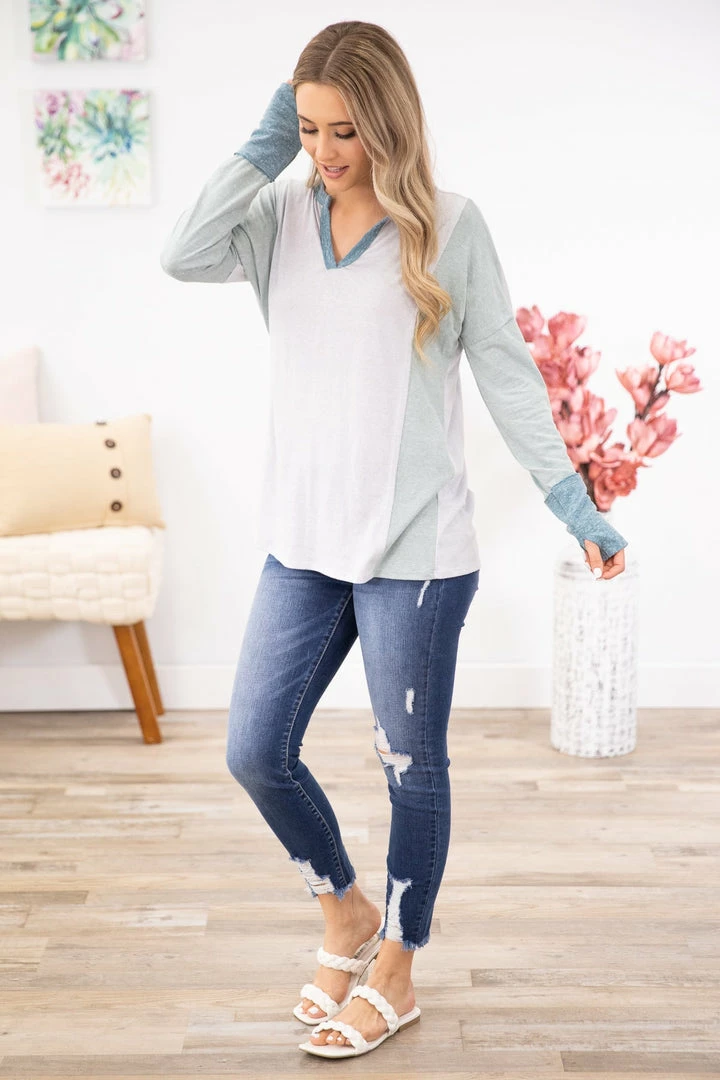 BIBI Teal And Turquoise Colorblock Top 4 BIBI Teal And Turquoise Colorblock Top