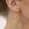 Crystals Trading Inc Accessories Sage And Gold Circle Dangle Earrings
