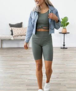 S&G Apparel Inc. Sage Banded Hem Bra And Bike Short Set