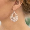 Trendy Wholesale Silver Teardrop Filigree Dangle Earrings Accessories
