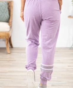 Exist Sport Line Bottoms Mauve Acid Wash Knit Joggers