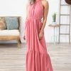 Beeson River Coral Maxi Dress With Side Cutouts Dresses