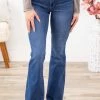 YMI Medium Wash Long Inseam Flare Jean
