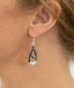 Trendy Wholesale Jade/Silver Double Loop Earrings