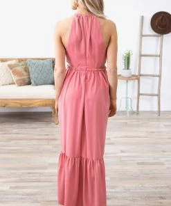 Beeson River Coral Maxi Dress With Side Cutouts Dresses