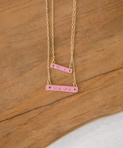 Love Mist Gold Enamel Mama And Mini Necklace Set