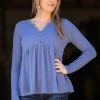Staccato Cornflower Button Detail Babydoll Top