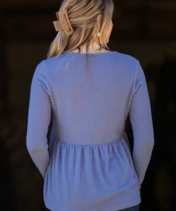 Staccato Cornflower Button Detail Babydoll Top