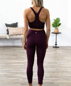 Denim BLVD Bottoms Berry Legging And Bra Set