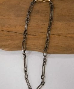 OMG Blings Accessories Gunmetal Hematite Chain Link Necklace