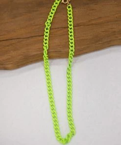 OMG Blings Accessories Neon Yellow Enamel Chain Necklace