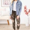 YMI Mocha Animal Print Jogger Jean Bottoms