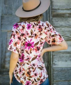 Staccato Off White Multicolor Floral V-Neck Top