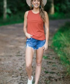 Staccato Tops Rust Tank With Pocket Detail