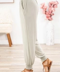 Zenana Bottoms Sage Smocked Tube Top And Jogger Set