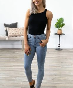 Denim Couture Light Wash Rhinestone Detail Skinny Jeans