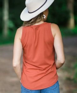 Staccato Tops Rust Tank With Pocket Detail