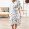 Chris & Carol White Multicolor Floral Print Faux Wrap Dress 1 Chris & Carol White Multicolor Floral Print Faux Wrap Dress