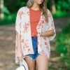 IJoah Tops Beige And Rust Floral Print Kimono