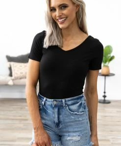 Vanilla Bay Black Bodysuit With Leopard Print Bow