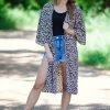 Summer 10 Tan And Black Animal Print Side Slit Kimono