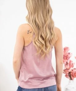 Vocal Apparel Mauve Pleat Detail V-Neck Tank TANK TOPS 9 Vocal Apparel Mauve Pleat Detail V-Neck Tank TANK TOPS