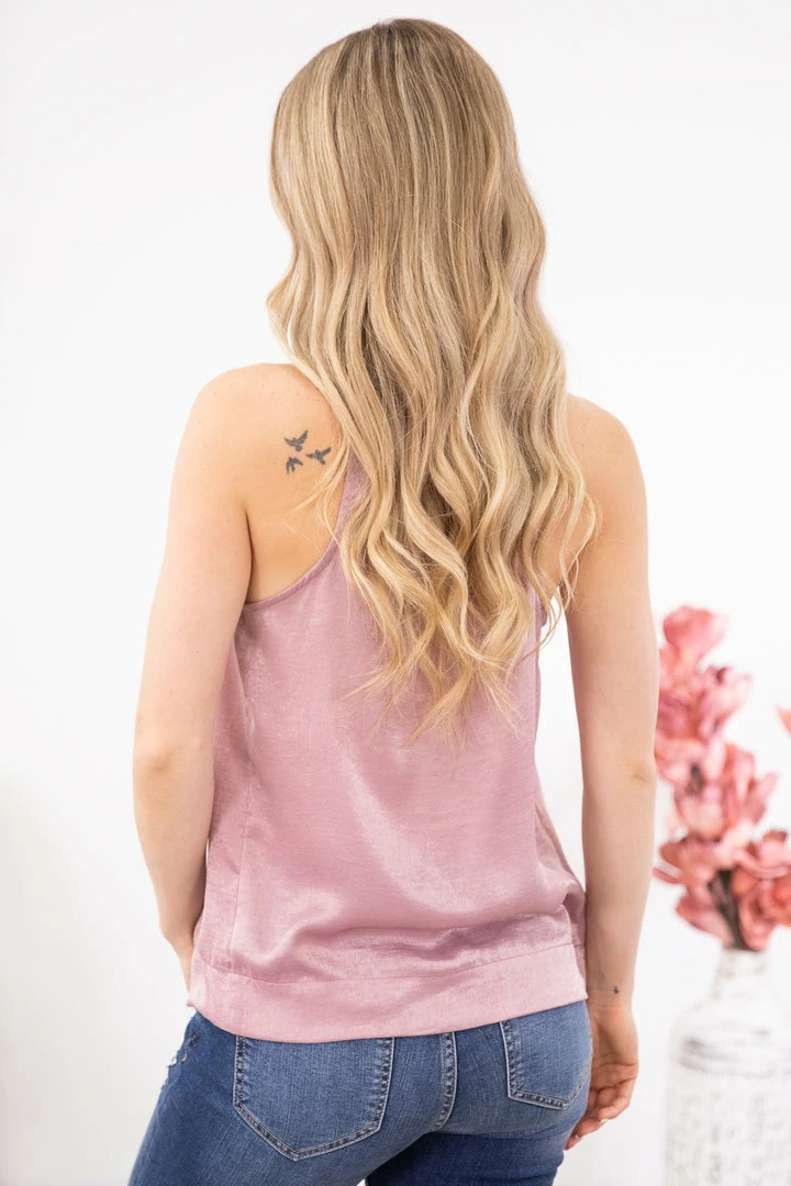 Vocal Apparel Mauve Pleat Detail V-Neck Tank TANK TOPS 5 Vocal Apparel Mauve Pleat Detail V-Neck Tank TANK TOPS