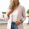 Must Have Blush Boyfriend Fit Cuffed Sleeve Blazer LONG SLEEVES