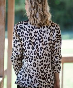 Eesome Tan And Black Animal Print Blazer