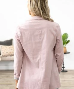 Must Have Blush Boyfriend Fit Cuffed Sleeve Blazer LONG SLEEVES