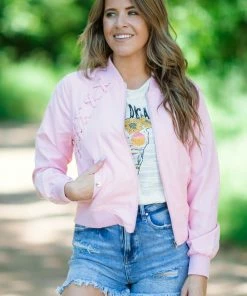 Haute Monde Outerwear Baby Pink Criss-Cross Detail Jacket