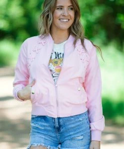 Haute Monde Outerwear Baby Pink Criss-Cross Detail Jacket