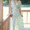 VEVERET Dresses Mint Multicolor Floral Short Sleeve Midi Dress