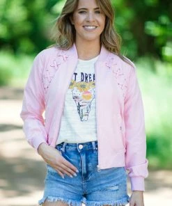 Haute Monde Outerwear Baby Pink Criss-Cross Detail Jacket