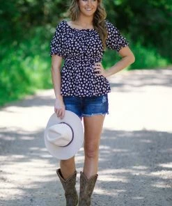Staccato Tops Black And White Floral Print Puff Sleeve Top