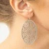 Trendy Wholesale Accessories Silver Oval Filigree Drop Earrings