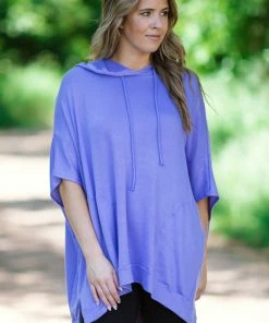 Blumin Apparel Tops Lavender Drop Shoulder Hooded Top