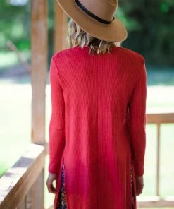 Ambiance Rust Waffle Knit Mid Length Cardigan 7 Ambiance Rust Waffle Knit Mid Length Cardigan