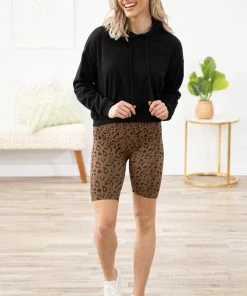 Heart & Hips Tops Black Drop Shoulder Hoodie