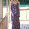 MintChoco Dresses Blue And Mustard Floral Print Maxi Dress