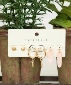 Essence NY INC Peach And Gold 3 Piece Earring Set Accessories