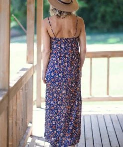 MintChoco Dresses Blue And Mustard Floral Print Maxi Dress 7 MintChoco Dresses Blue And Mustard Floral Print Maxi Dress